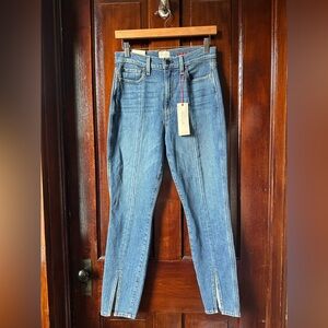 ALICE + OLIVIA High Rise Ankle Skinny Slit Jeans